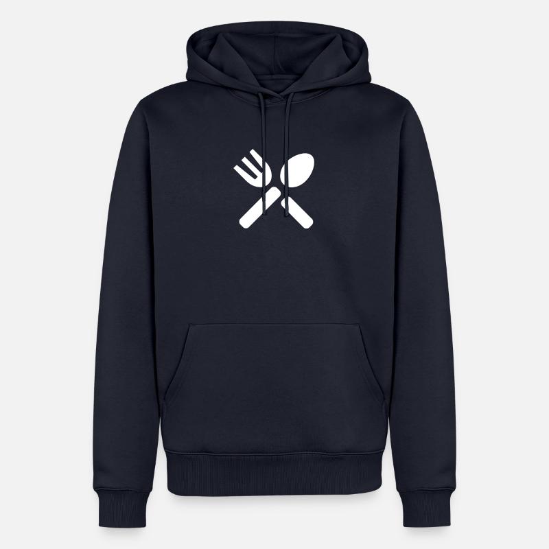 Manger de la nourriture icône blanche - Sweat à capuche Premium bio Homme - bleu marine
