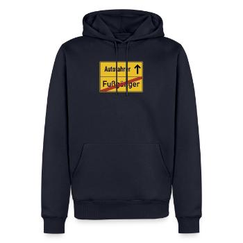Fußgänger zu Ende - Autofahrer Ortsschild - Männer Premium Bio Hoodie - Navy - Vorne - Nico (187cm)