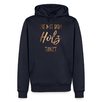 Die mit dem Holz tanzt - Männer Premium Bio Hoodie - Navy - Vorne - Nico (187cm)