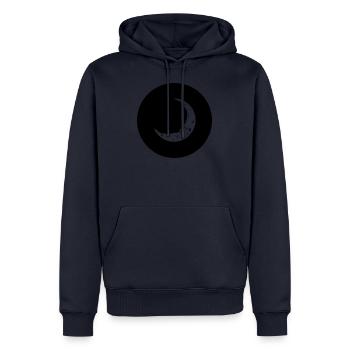 Nacht Sichelmond Gesicht - Männer Premium Bio Hoodie - Navy - Vorne - Nico (187cm)