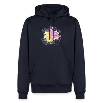 Blumen des Lebens Heilige Geometrie - Männer Premium Bio Hoodie - Navy - Vorne - Nico (187cm)