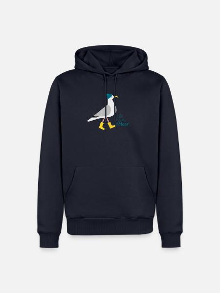 Ich bin dann mal am Meer | Möwe - Männer Premium Bio Hoodie - Navy