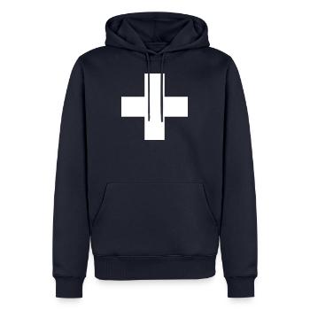 Suisse Croix Suisse Drapeau Schwiiz Décoration - Sweat à capuche Premium bio Homme - bleu marine - Devant - Nico (187cm)