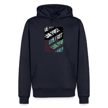 Live Fast Green Black Stairs - Sweat à capuche Premium bio Homme - bleu marine - Devant - Nico (187cm)