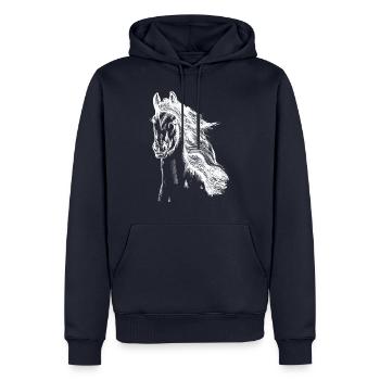 Pferdeliebe T-shirt als Geschenk - Männer Premium Bio Hoodie - Navy - Vorne - Nico (187cm)
