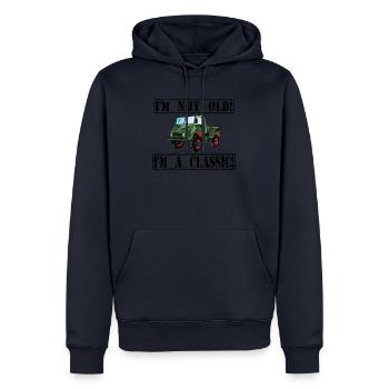 Je ne suis pas vieux - Je suis un classique / Unimog - Sweat à capuche Premium bio Homme - bleu marine - Devant - Nico (187cm)