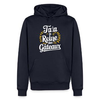 Tata la reine des gâteaux - Sweat à capuche Premium bio Homme - bleu marine - Devant - Nico (187cm)