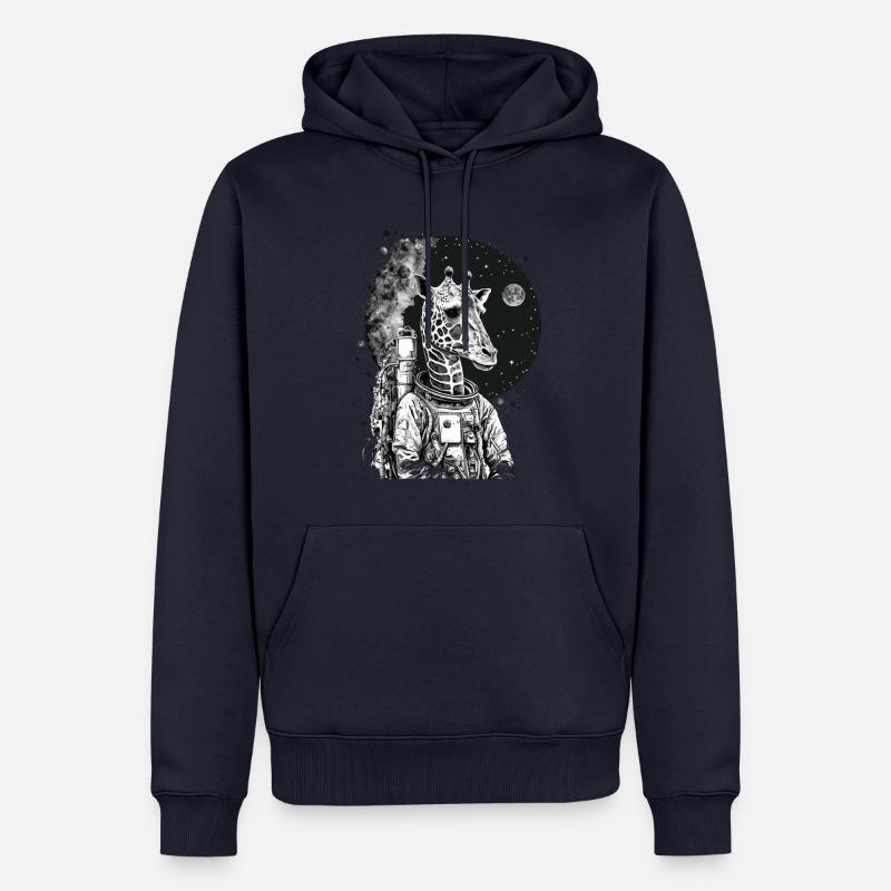 Girafe dans l’espace - Sweat à capuche Premium bio Homme - bleu marine