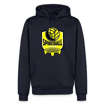 Farben änderbar | Roundnet Spikeball Team Fun - Männer Premium Bio Hoodie - Navy - Vorne - Nico (187cm)