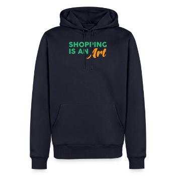 Shopping is an art - Männer Premium Bio Hoodie - Navy - Vorne - Nico (187cm)