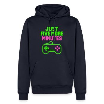 Nur fünf Minuten Gamer Pixel Design Geek Gaming - Männer Premium Bio Hoodie - Navy - Vorne - Nico (187cm)