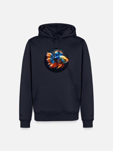Goldfisch,bunt,pailletten,glitzer,Fisch - Männer Premium Bio Hoodie - Navy