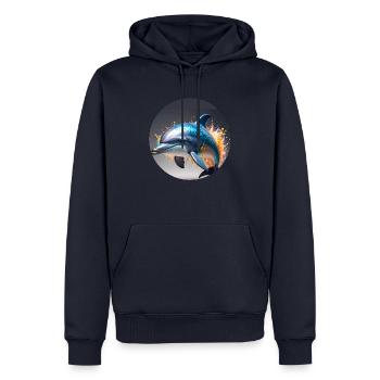 Delfin,bunt,pailletten,glitzer,blau - Männer Premium Bio Hoodie - Navy - Vorne - Nico (187cm)