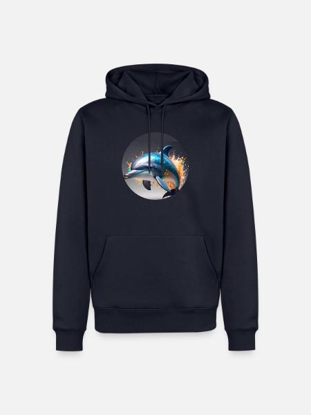 Delfin,bunt,pailletten,glitzer,blau - Männer Premium Bio Hoodie - Navy