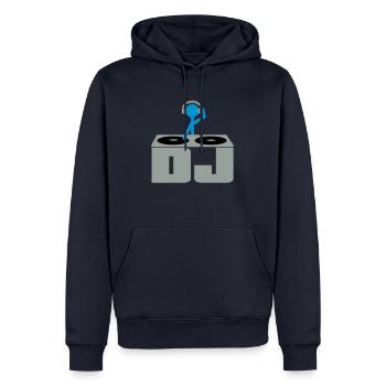 DJ - Männer Premium Bio Hoodie - Navy - Vorne - Nico (187cm)
