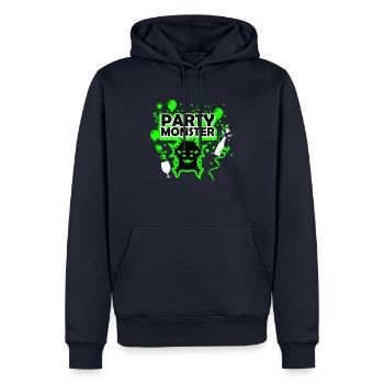 Monstre de fête vert foncé - Sweat à capuche Premium bio Homme - bleu marine - Devant - Nico (187cm)