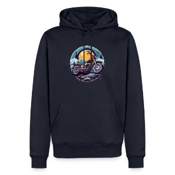 Motorrad-Chopper - Männer Premium Bio Hoodie - Navy - Vorne - Nico (187cm)