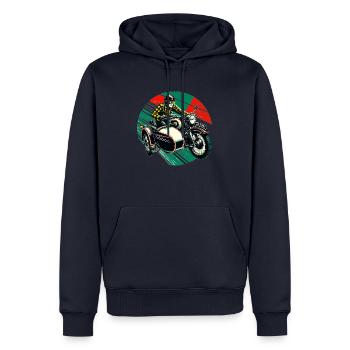 Komme was wolle, ich habe meinen Spass! - Männer Premium Bio Hoodie - Navy - Vorne - Nico (187cm)