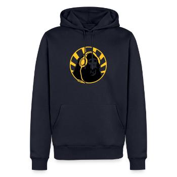 Monkey with Headphones - Männer Premium Bio Hoodie - Navy - Vorne - Nico (187cm)