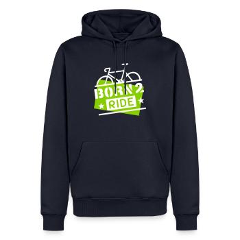 Born 2 Ride (bicycle) - Men’s Premium Organic Hoodie - navy - Front - Nico (187cm)