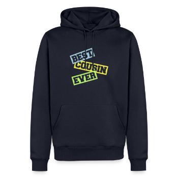 Citation du meilleur cousin de tous les temps - Sweat à capuche Premium bio Homme - bleu marine - Devant - Nico (187cm)