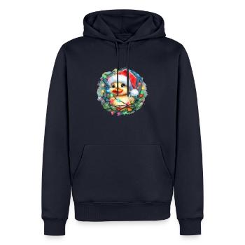 Christmas Duck - süßes Weihnachtsküken - Männer Premium Bio Hoodie - Navy - Vorne - Nico (187cm)
