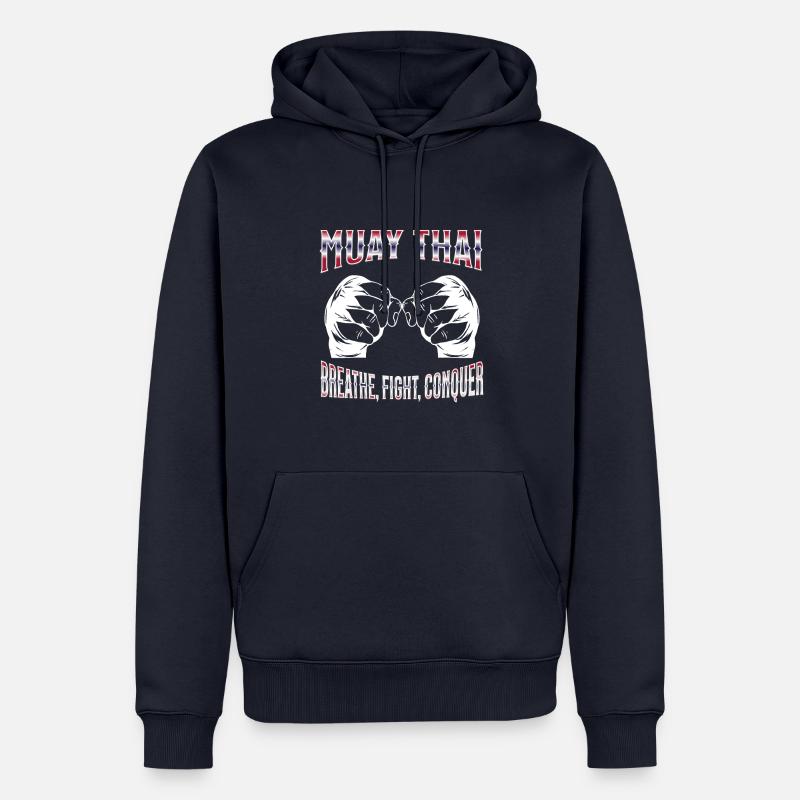 Muay Thaï Boxe Muay Thaï - Sweat à capuche Premium bio Homme - bleu marine