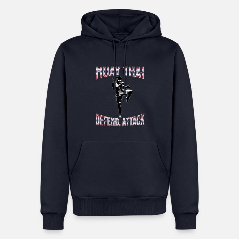 Muay Thaï Boxe Muay Thaï - Sweat à capuche Premium bio Homme - bleu marine