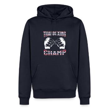 Muay Thaï Boxe Muay Thaï - Sweat à capuche Premium bio Homme - bleu marine - Devant - Nico (187cm)