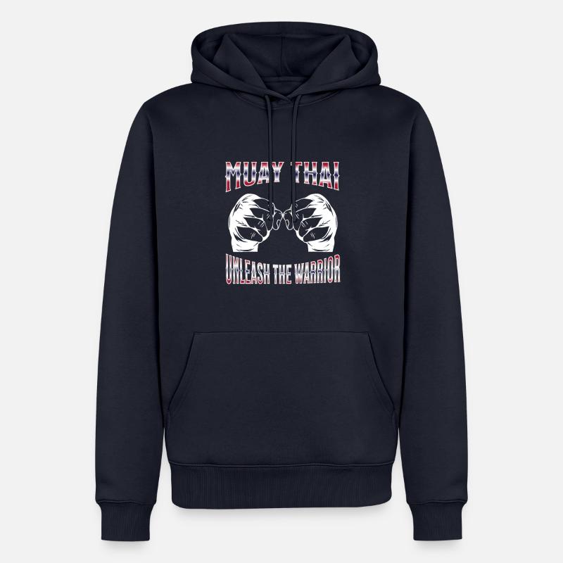 Muay Thai Boxe Muay Thai - Sweat à capuche Premium bio Homme - bleu marine