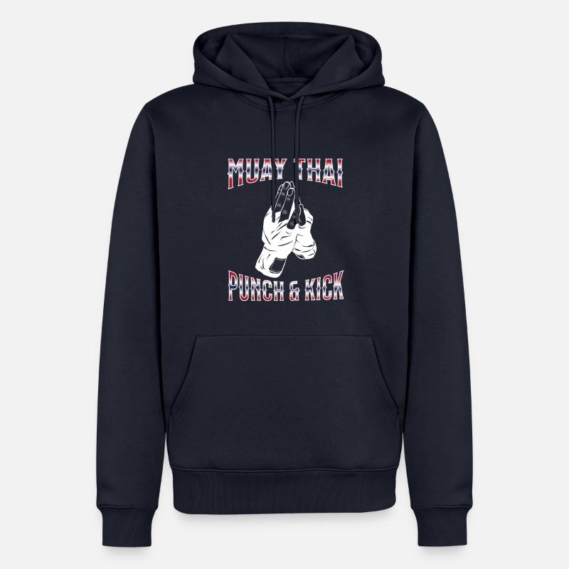 Muay Thai Boxe Muay Thai - Sweat à capuche Premium bio Homme - bleu marine