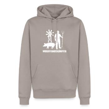 Widerstandkämpfer Bauernproteste Demonstration - Männer Premium Bio Hoodie - Taupe - Vorne - Nico (187cm)