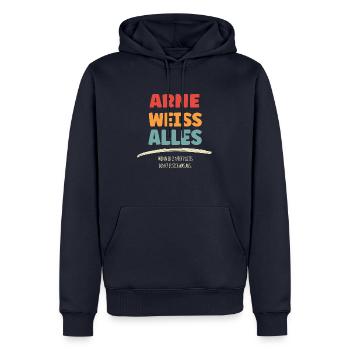 Arne weiss Alles - Männer Premium Bio Hoodie - Navy - Vorne - Nico (187cm)