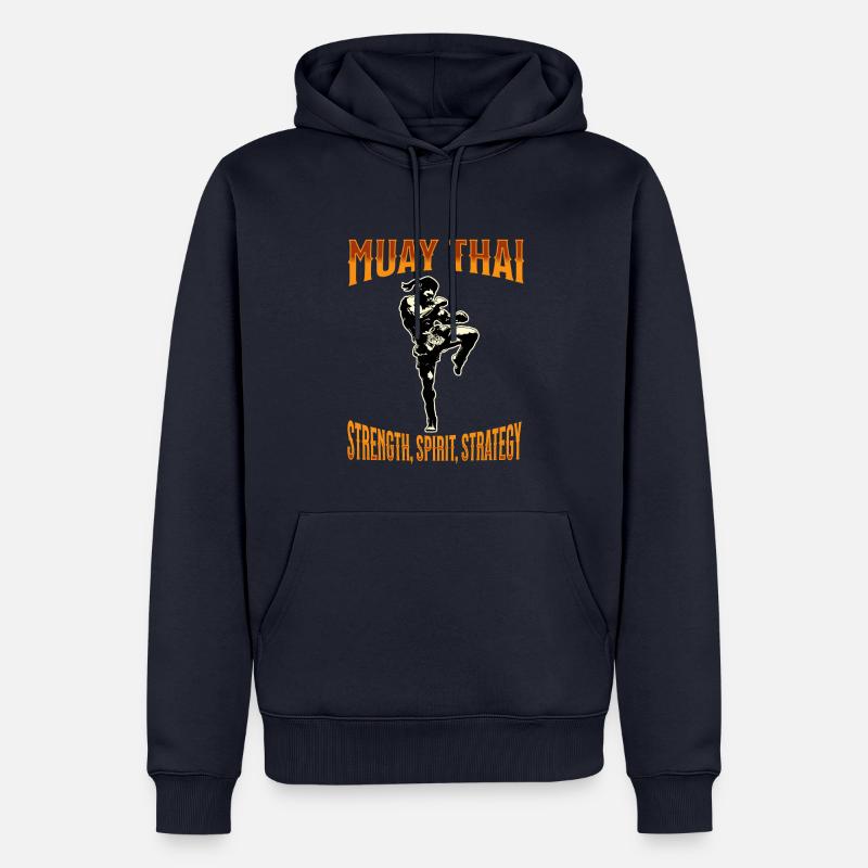 Muay Thai Boxe Muay Thai - Sweat à capuche Premium bio Homme - bleu marine