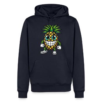 Ananas Frucht fruchtig sommer cool süß Cartoon - Männer Premium Bio Hoodie - Navy - Vorne - Nico (187cm)