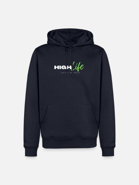 4 highlifepng - Männer Premium Bio Hoodie - Navy