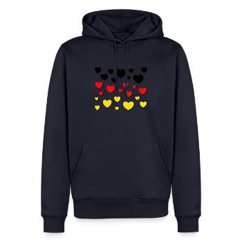 Allemagne Noir Rouge Or - Sweat à capuche Premium bio Homme - bleu marine - Devant - Nico (187cm)