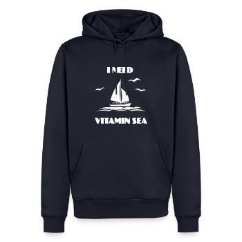 I need vitamin sea - Männer Premium Bio Hoodie - Navy - Vorne - Nico (187cm)