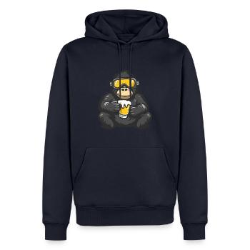 Gorilla Apres Ski Bier - Männer Premium Bio Hoodie - Navy - Vorne - Nico (187cm)
