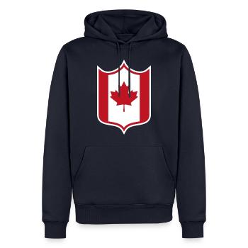 Kanada Wappen - Männer Premium Bio Hoodie - Navy - Vorne - Nico (187cm)