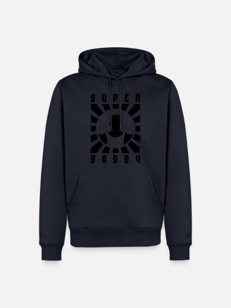 Super Daddy (Papa / Vater / Strahlen / Black) - Männer Premium Bio Hoodie - Navy