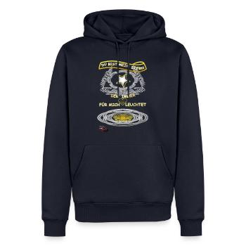 Designer T-Shirt ORIGINAL PAUKNER GRNA - Männer Premium Bio Hoodie - Navy - Vorne - Nico (187cm)