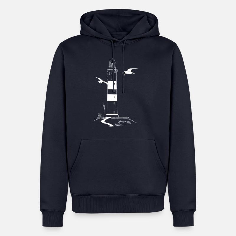 Phare d’Amrum avec des mouettes - Sweat à capuche Premium bio Homme - bleu marine