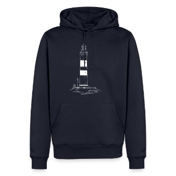 Amrum Lighthouse - Men’s Premium Organic Hoodie - navy - Front - Nico (187cm)