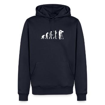 Evolution Kameramann Lustig Videodreh Geschenkidee - Männer Premium Bio Hoodie - Navy - Vorne - Nico (187cm)
