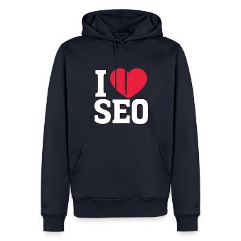 I Love Seo - Männer Premium Bio Hoodie - Navy - Vorne - Nico (187cm)