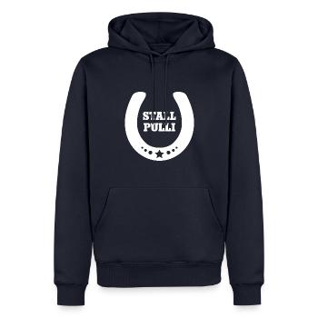 Stall Pulli Hufeisen Reiten Reiter Stallpulli - Männer Premium Bio Hoodie - Navy - Vorne - Nico (187cm)