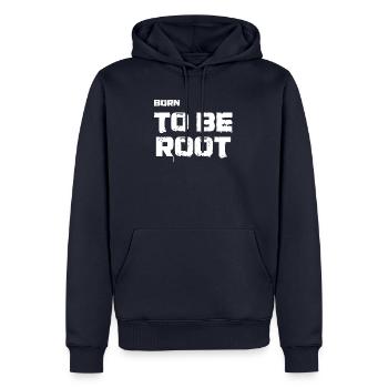 Born to be root. IT administrators, admin, nerds - Men’s Premium Organic Hoodie - navy - Front - Nico (187cm)