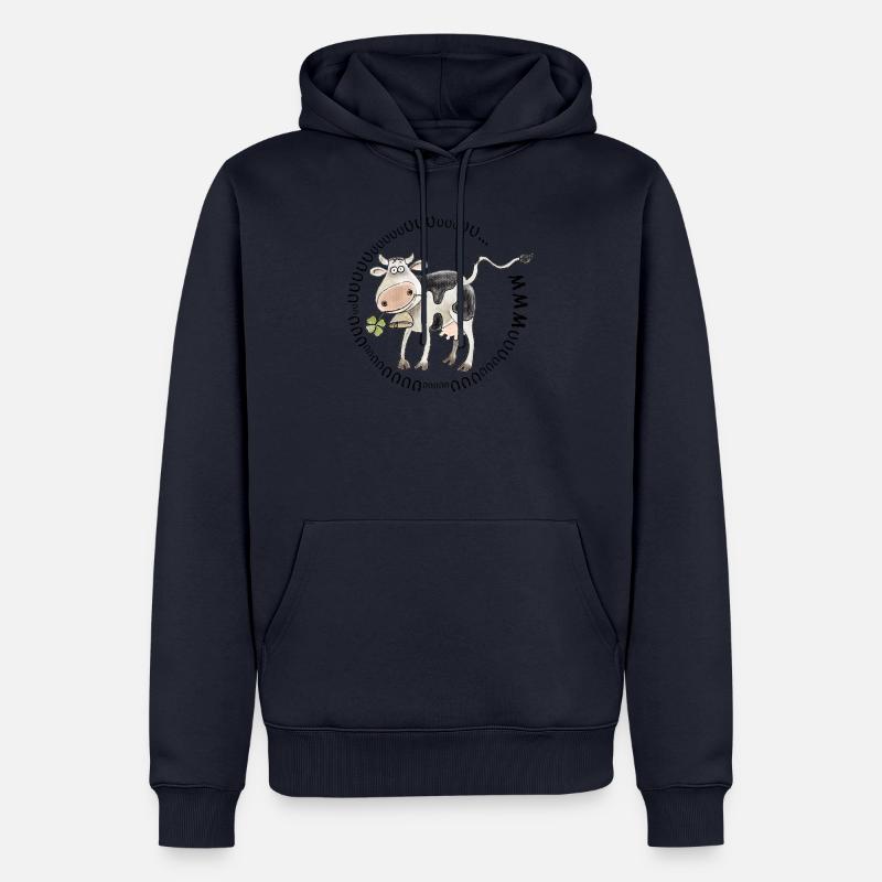 Vache avec shamrock muuuuu - Sweat à capuche Premium bio Homme - bleu marine
