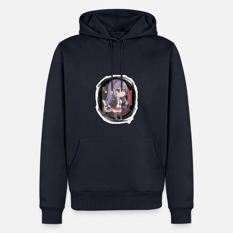 Chibi-Mädchen mit einer Gitarre - Männer Premium Bio Hoodie - Navy